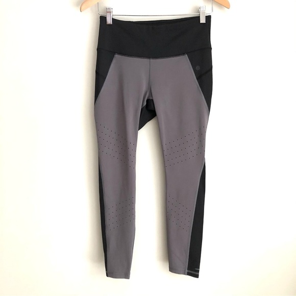 Athleta Stealth Trucool Leggings Gray Black Perforated Tights - Picture 3 of 12